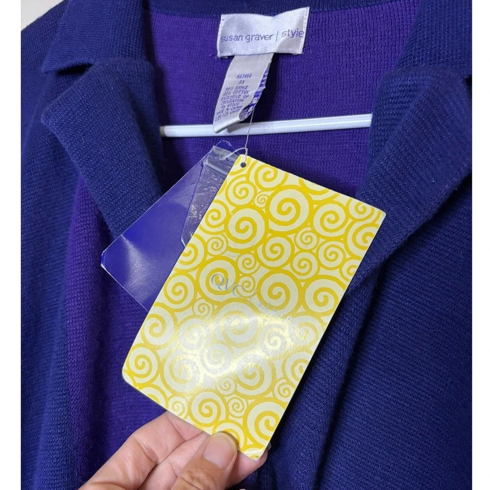 Susan Graver Style Purple Colorblock Longline Cardigan‎ Sweater New Womens Sz 3X